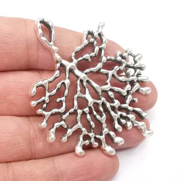 Coral Branch Pendant Antique Silver Plated Pendant (68x58mm)  G27873