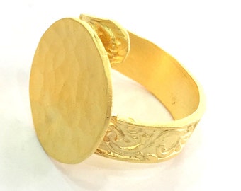 Adjustable Ring Blank, (20mm blank ) Gold Plated Brass G3845