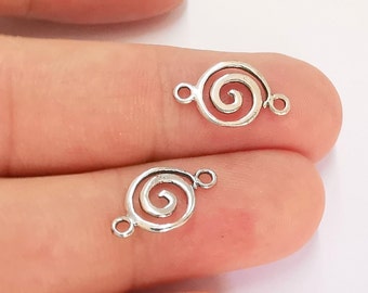 Breloques de connecteur en spirale en argent sterling, connecteur en argent 925 (16x9mm) G30032