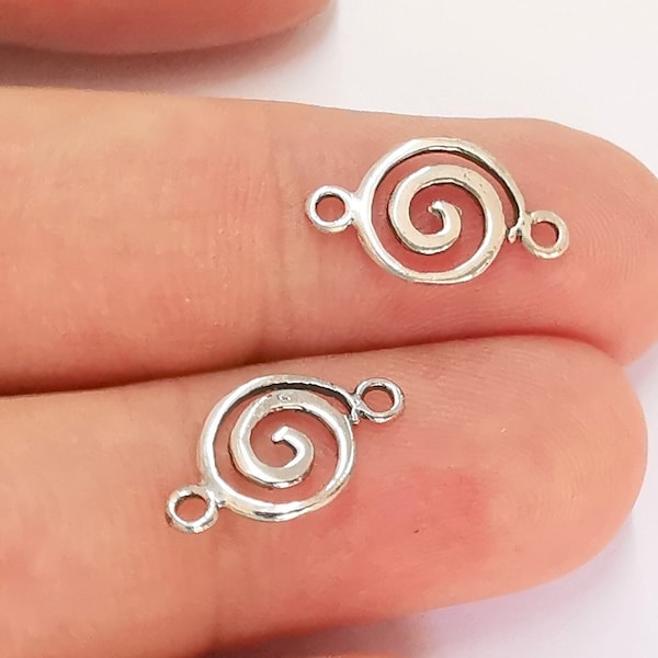 Sterling Silver Spiral Connector Charms 925 Silver Connector (16x9mm) G30032