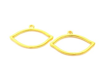 2 Eye Charm Gold Charm Gold Plated Metal (29x19mm)  G11048