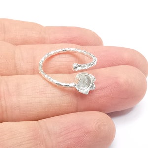 Sterlingzilveren ring blanco ring 925 zilveren ring setting hars ring blanco cabochon ring montage verstelbare ring basis (6 mm rond) G30007