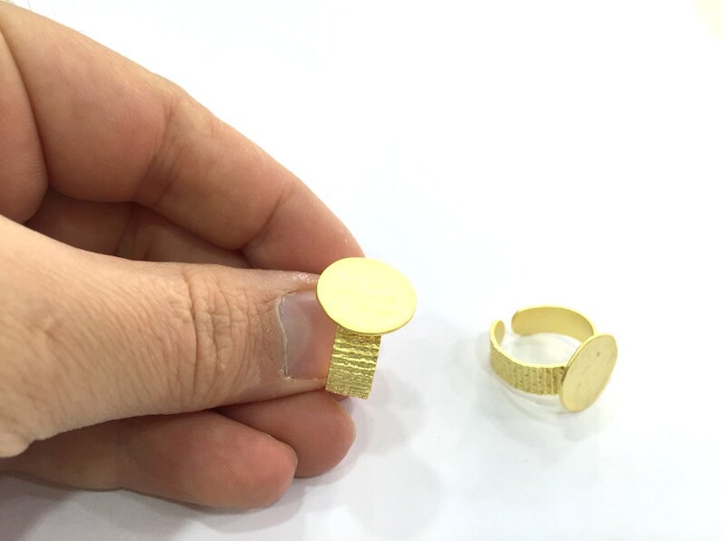 15mm blank Gold Plated Brass G5072 Adjustable Ring Blank,