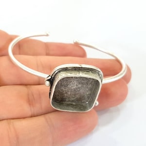 Bracelet Blanks  Cuff Blanks Adjustable Bracelet Blank Antique Silver Plated Brass ( 20x20mm Blanks ) G7827