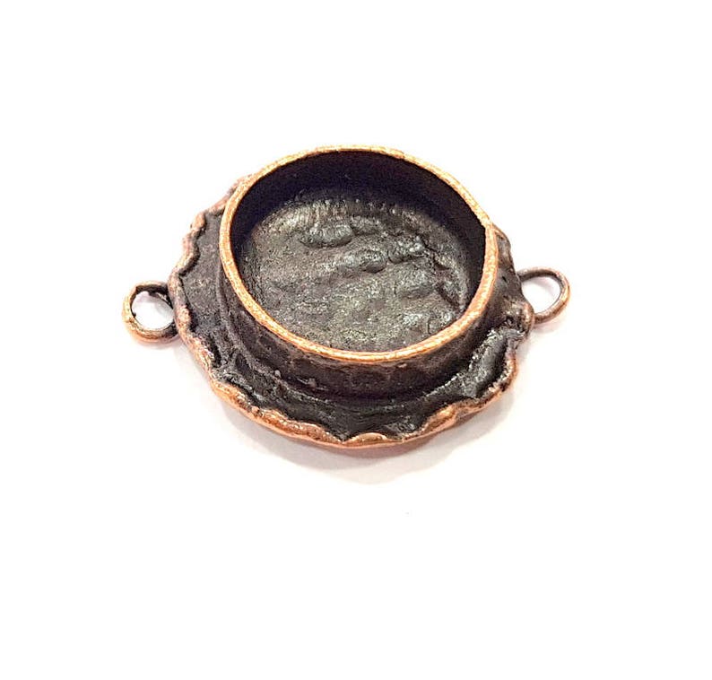 G11966 14mm Antique Copper Connector Pendant Blank Mosaic Base Blank inlay Necklace Blank Resin Blank Mountings Copper Plated Brass