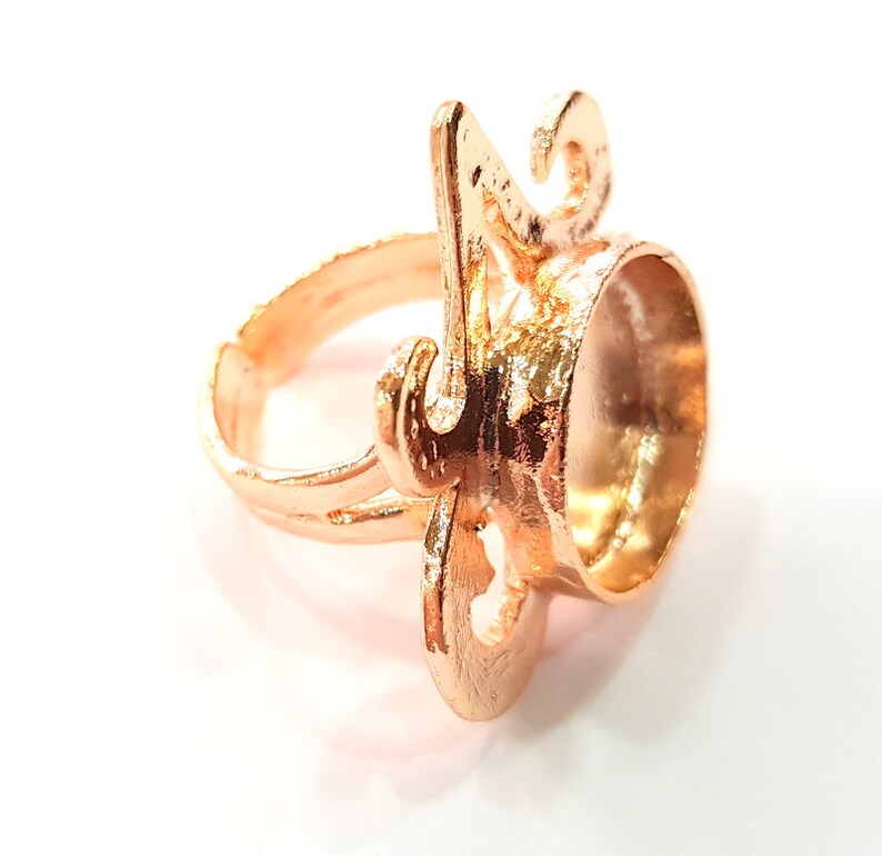 G6461 16 mm blank Rose Gold Ring Blank Base Bezel Settings Cabochon Base Mountings Adjustable