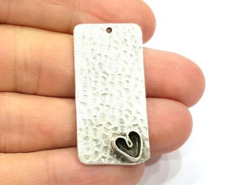 Silver Pendant Blank Mosaic Base Blank inlay Blank Necklace Blank Resin Blank Mountings Antique Silver Plated Brass ( 40x20mm ) G9495