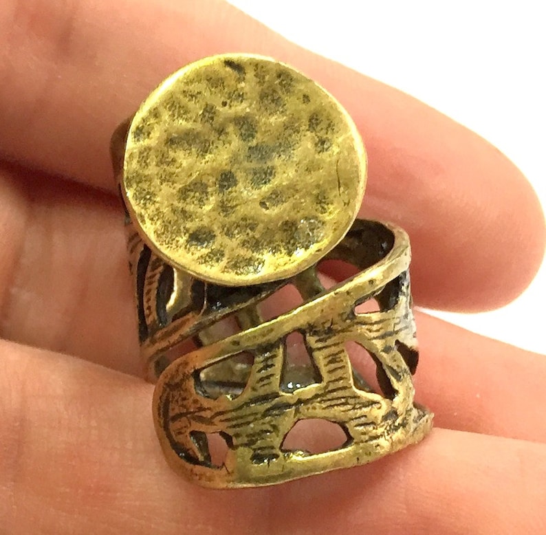 Adjustable Ring Blank, 20mm blank Antique Bronze Plated Brass G5533