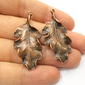 Copper Leaf Charms Antique Copper Plated Charms (46x22mm) G18394