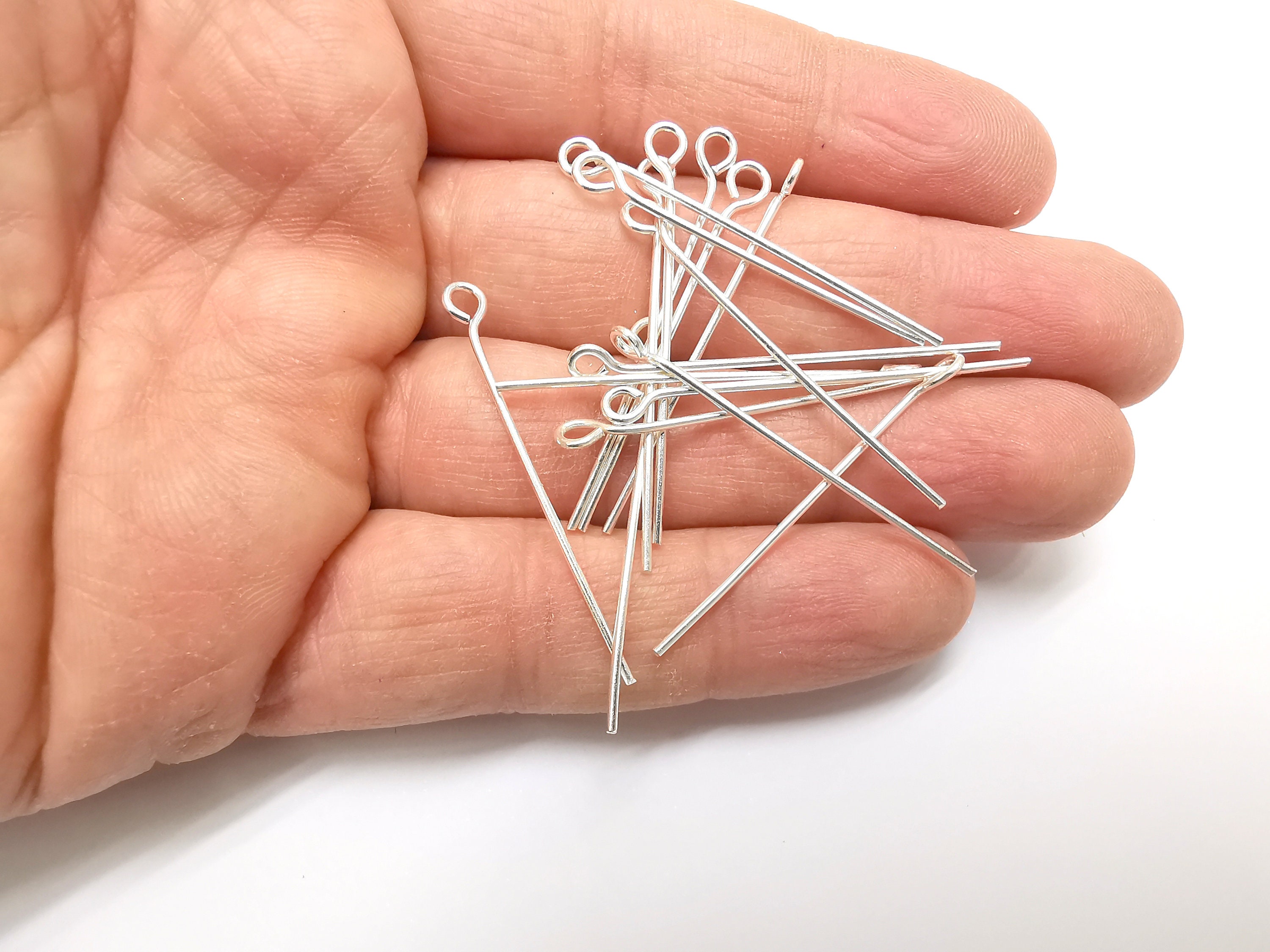 Sterling Silver Loop Head Pins, 1.6'', 18ga Long Pin (length Sterling Silver Loop Head Pins, 1.6'', 18ga Long Pin (length