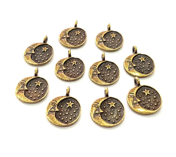 G10930 10 Antique Bronze Charm Antique Bronze Plated Metal 22x8mm