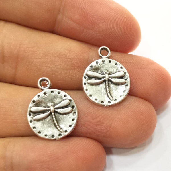 Dragonfly Charms Antique Silver Plated Charm (19x15mm) G18664