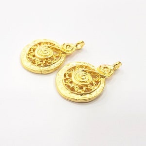 2 Spiral Charms Gold Charms Gold Plated Charms  (27x18 mm)  G15107
