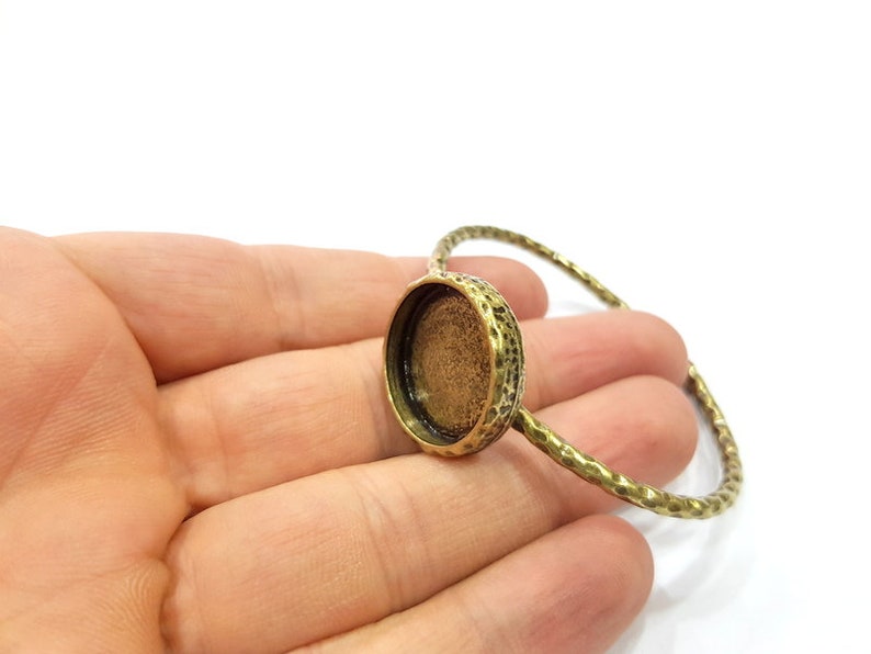 20mm G15996 Bracelet Blank Cuff Bezel Resin Bangle inlay Blank Glass Cabochon Base Bezel Hammered Adjustable Antique Bronze Bracelet