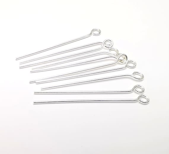 Sterling Silver Loop Head Pins, 1.6'', 18ga Long Pin (length