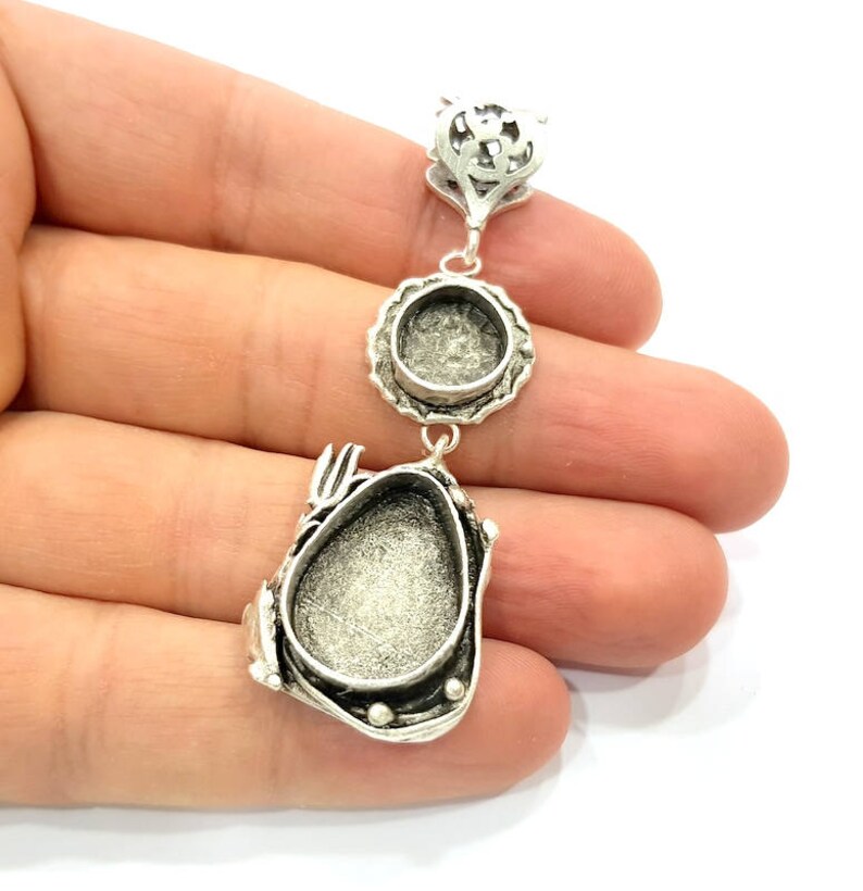 Silver Pendant Blank Resin Blank Mosaic Base Blank Inlay Blank Etsy