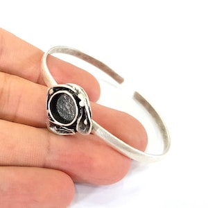 Bracelet Blanks  Cuff Blanks Adjustable Bracelet Blank Antique Silver Plated Brass ( 10mm Blanks ) G7822