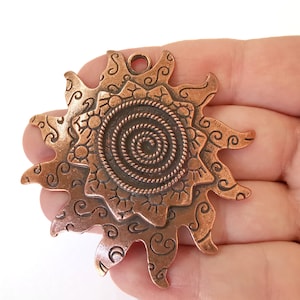Sun Pendant Antique Copper Plated Pendant (68x68mm)  G24871