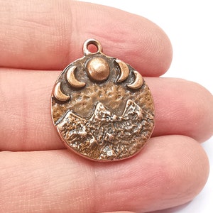 Mountain and Moon Charms The phases of the Moon Charms Pendant Antique Copper Plated Charms (28x24mm) G29427