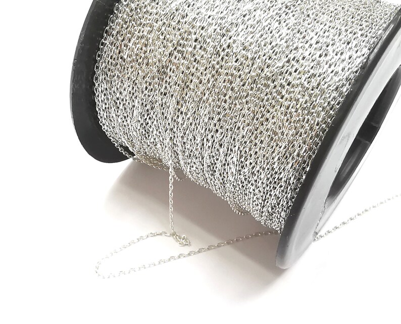 Sterling Silver Soldered Cable Chain 925 Silver Chain Findings (1,4x0,8mm thickness) G30095 image 6