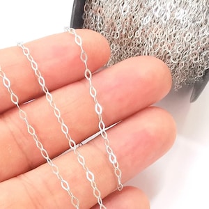 Oval platt kabelkedja i sterlingsilver 925 solid silver, lödd kedja (3,5 x 2,2 mm) G30019