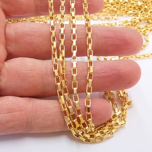 Gold Plated Box Chain 1 Meter - 3.3 Feet  (4.7x3 mm)  G21260