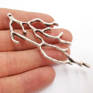 2 Coral Branch Charms Antique Silver Plated Charms (85x36mm)  G21060