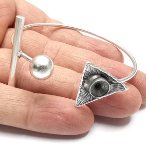 Rod Ball Head Bracelet Blank Resin Cuff Dry Bezel Cabochon Base Adjustable Antique Silver Plated Brass (7mm Blank) G27309