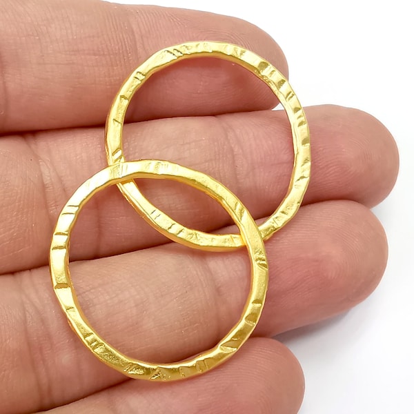 Hammered Circle Findings Gold Plated (30 mm)  G18343