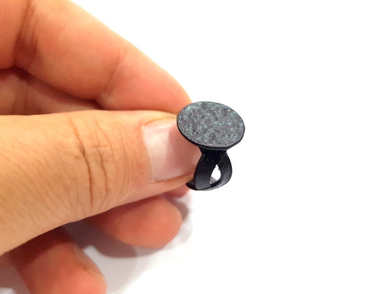 Black Plated Brass G15047 Black Ring Blank Settings Cabochon Mountings 16 mm blank