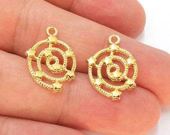 5 Spirale Sterne Charms 24K Glänzend Vergoldet Charms (21x15mm) G22925