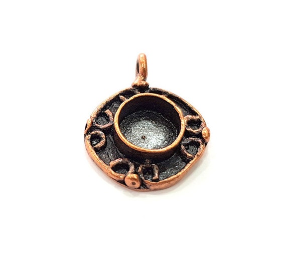 G8789 27x25mm Antique Copper Pendant Blank Mosaic Base Blank inlay Blank Necklace Blank Resin Blank Mountings Antique Copper Plated Brass