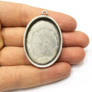 Silver Base Blank inlay Blank Pendant Base Resin Blank Mosaic Mountings Antique Silver Plated Metal (40x30mm blank )  G17136