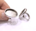 Ring Blank Setting Hammered Ring Base Bezel inlay Ring Backs Glass Cabochon Mounting Adjustable Antique Silver Plated Ring (25x18mm ) G21040