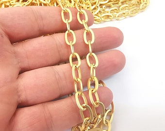 Oval Gold Plated Cable Large Chain 1 Meter - 3.3 Feet  (12x7.5 mm)  G21671