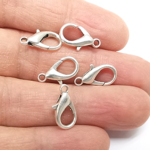 Silver Clasp Lobster Clasp Antique Silver Plated Lobster Clasps , Jewelry Findings (16x8mm)  G27552