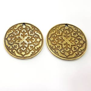 2 Antique Bronze Charm Antique Bronze Plated Metal  (30mm) G11684