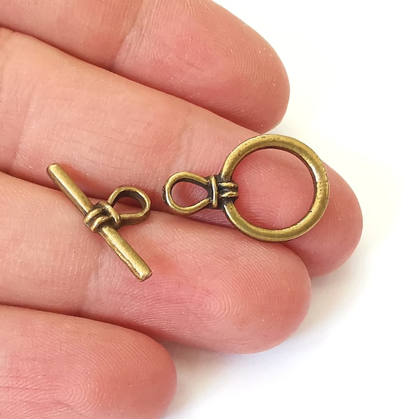 5 Toggle clasps connector Antique bronze plated clasp 21x10mm - 22x15mm  G25122