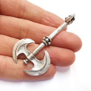 Axe Charms Antique Silver Plated Charms (68x35mm)  G26252