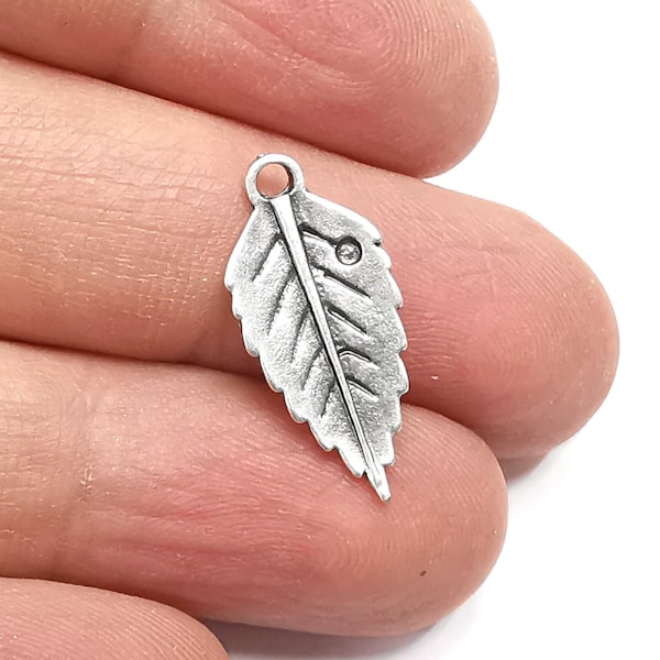 Leaf Charms Antique Silver Plated Charms (24x11mm) G29857