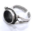 Adjustable Ring Blank, ( 10mm blank ) Antique Silver Plated Brass G5236