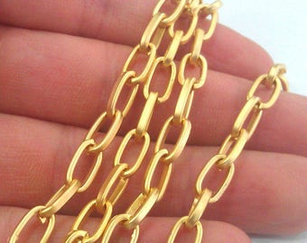 5 Meters - 16.5 Feet  (12x6 mm) Gold Plated Large  Chain G12042