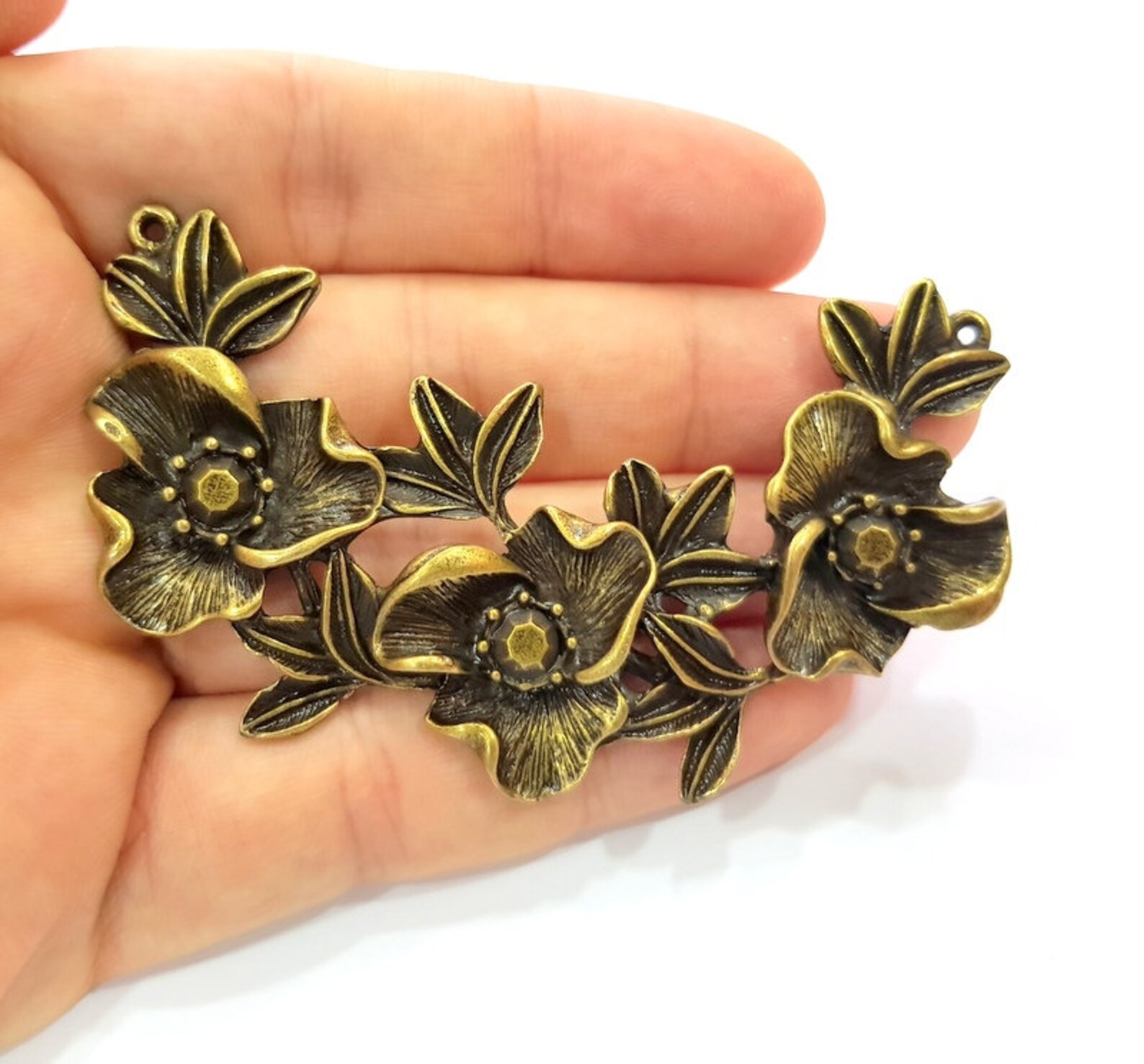 Flower Pendant Antique Bronze Pendant Antique Bronze Plated Etsy