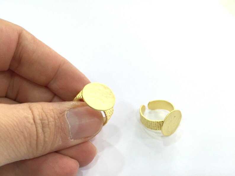 15mm blank Gold Plated Brass G5072 Adjustable Ring Blank,