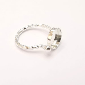 Sterling Silver Ring Blank Bezel 925 Silver Ring Setting Resin Blank Cabochon Mounting Adjustable Ring Base (10mm ) G30428