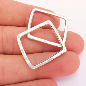 4 Square Connector Findings Antique Silver Plated Geometric Findings (26x24) G22132