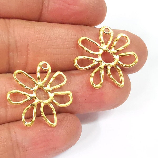 Flower charms Gold plated charms (24x23mm)  G24518