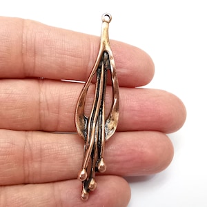 Flower Seeds Charms, Antique Copper Plated Dangle Charms (67x16mm) G33240