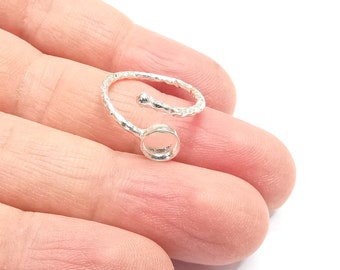 Anillo de plata esterlina Bisel en blanco Ajuste de anillo de plata 925 Anillo de resina Anillo de cabujón en blanco Montaje de anillo Base de anillo ajustable (6 mm redondo) G30323