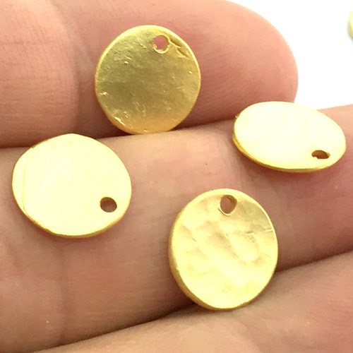 Gold Charms Gold Plated Hammered Stamp Round Charm 10mm Etsy